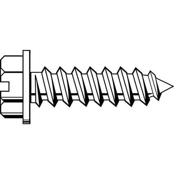 Sheet Metal Screw, #7 x 1/2 in, Zinc Plated Steel Hex Head Slotted Drive, 100 PK(697459-PG)