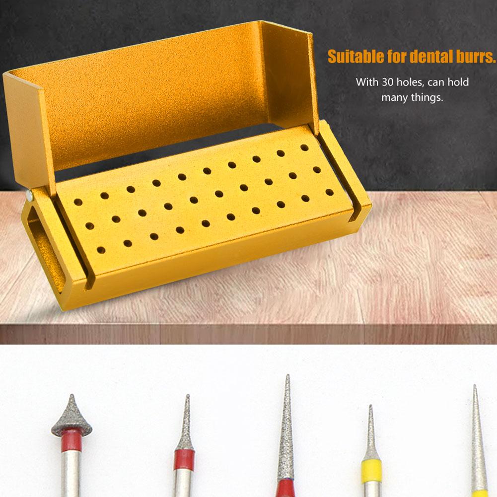 LYUMO 30 Holes Aluminium Disinfection Box Case Dental Bur Burs Block