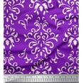 thumbnail image 1 of Soimoi Purple Rayon Crepe Fabric Filigree Damask Printed Craft Fabric by the Yard 46 Inch Wide, 1 of 3