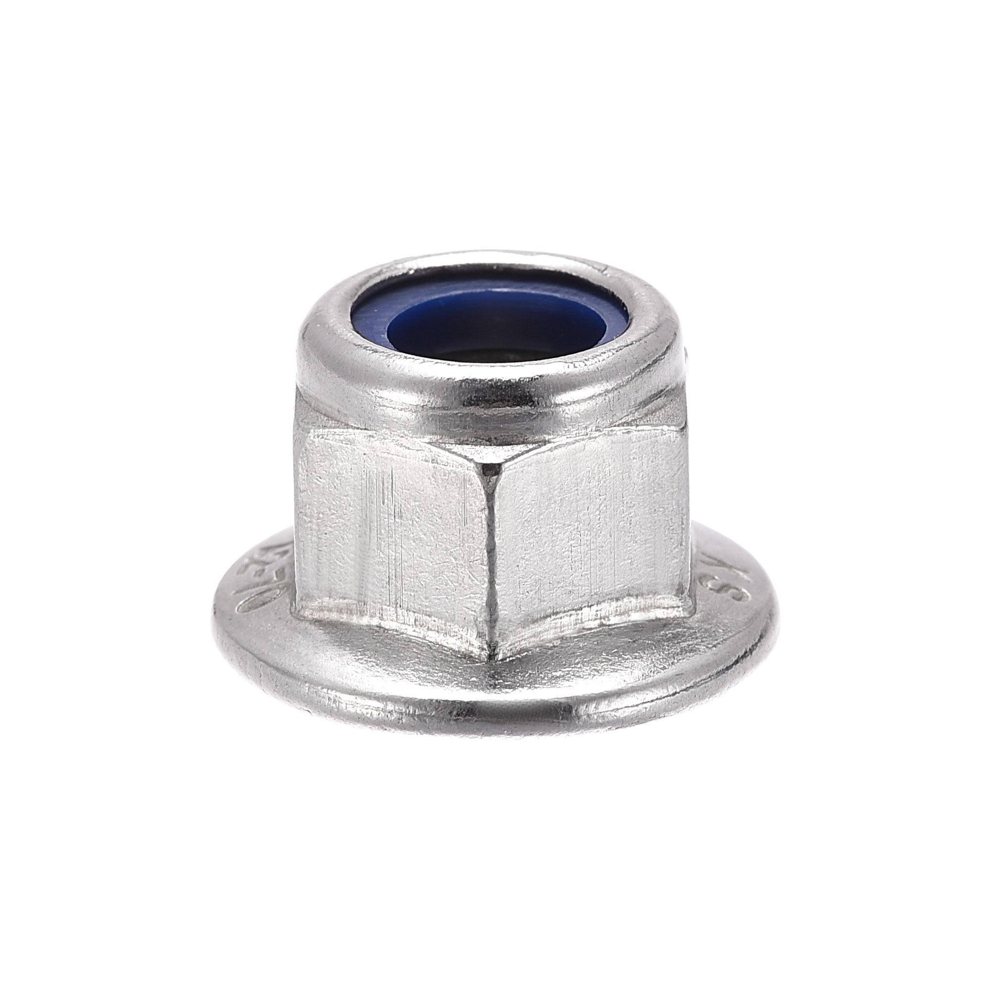 Uxcell M10 Nylon Insert Hex Lock Nuts with Flange, 304 Stainless Steel, Plain Finish, 10 Pack