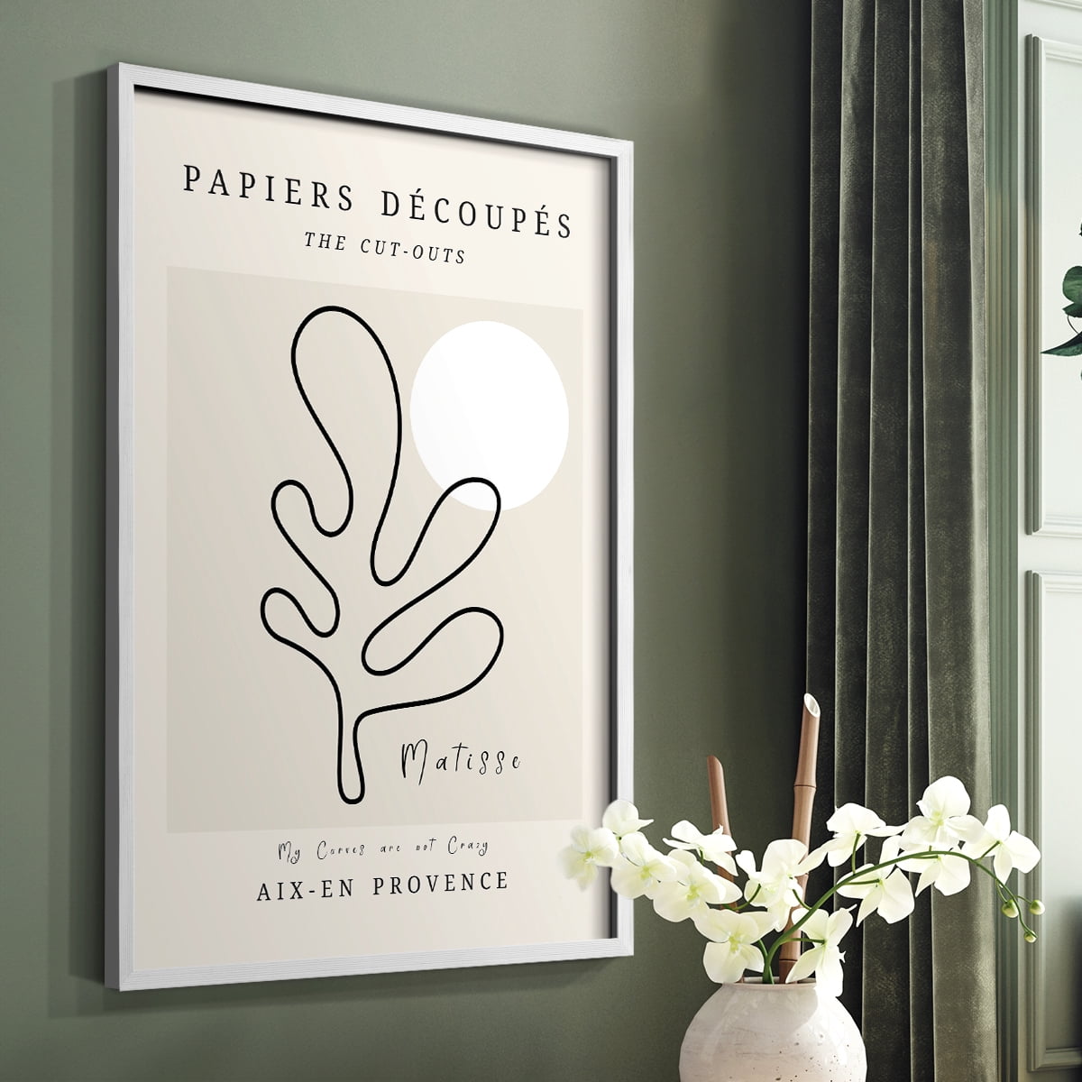 Matisse CCCLXXIV in White Solid Wood 22 x 28 Framed Print