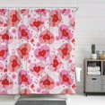 thumbnail image 6 of Pink Valentine's Day Shower Curtain, Cute Hippie Heart Love Music Notes Vinyl Record Bathroom Accessories, Geometric Heart Design Happy Valentines Bathroom Decor Set with Hooks, 72X72in, 6 of 6