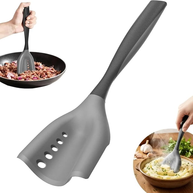 Espátula de silicona de grado alimenticio resistente a altas temperaturas – Espátula antiadherente para mezclar, voltear y servir – Cuchara de cocina resistente al calor con mango ergonómico para una