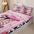 thumbnail image 3 of Erosebridal Western Leopard Cowboy Boot Zipper Twin Comforter Sets with Fitted Sheet and 2 Pillowcases,Cute Cowgirl Stars Cactus Zipper Bedding Set For Girls,Pink Reversible,4 Pieces, 3 of 7