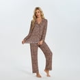 thumbnail image 6 of Womenp pajama set， Milk Silk Leopard Print Long Sleeve Pajama Set for women, 6 of 6