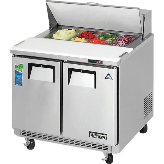 Everest Refrigeration EPBNSR2 Swing Top Prep Table 2 Doors, 115v, NSF - 10 cu. ft.