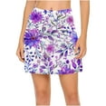 thumbnail image 4 of LEBONYARD Clearance Womens Clothing,Women's Seam-Free Yoga Skort,Women's Summer Flower Print Pleated Tennis Skirts Stretchy Yoga Fake Two Piece Shorts Skirt Purple XXL, 4 of 7