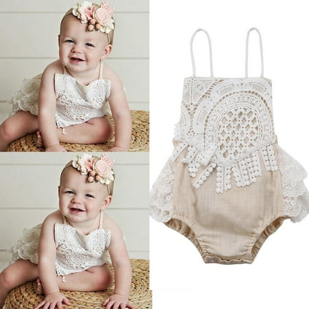 

US Newborn Baby Hot Girl Clothing Lace Romper Bodysuit Jumpsuit Outfits Clothes1