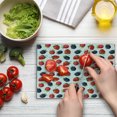 thumbnail image 4 of Fruits Cutting Board, Delicious Ripe Berry Print Strawberries Raspberries Blackberries Summer Fruits Image, Decorative Tempered Glass Cutting and Serving Board, Small Size, Plum Red, by Ambesonne, 4 of 5