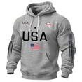 thumbnail image 4 of IWRICH USA Flag Sweatsuit for Men Plus Size Long Sleeve Hoodies Elastic Waist Drawstring Sweatpants 2 Piece Workout Tracksuits Grey L, 4 of 5