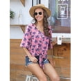 thumbnail image 4 of Anygrew Womens Tops Summer Blouses V Neck Batwing Sleeve Tops Tie Knot Chiffon Button Down Casual Blouse, 4 of 7