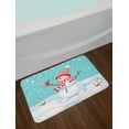 thumbnail image 2 of Snowman Bath Mat, Winter Time Snow Silhouette with a Bird and Branches Happy Christmas Design, Plush Bathroom Decor Mat with Non Slip Backing, 29.5" X 17.5", Multicolor, by Ambesonne, 2 of 2