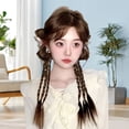 thumbnail image 4 of Braid Hair Extension, Secure Elastic Tie Stylish Hair Extension with 2 Bow Wig Clips for Styling Deep Brown,Light Brown, 4 of 7