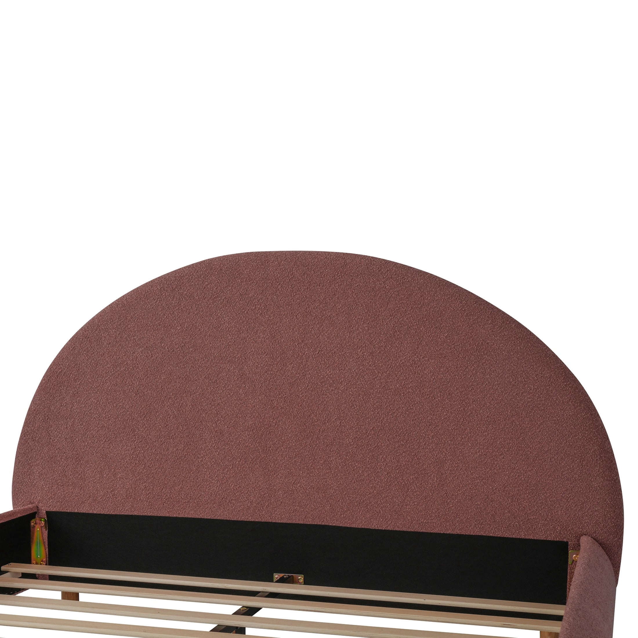 Christopher Knight Home Modern Boucle Upholstered Platform Bed with Arched Headboard, Queen Size, Russet Red