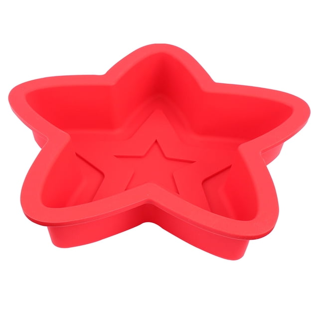 Molde para hornear de silicona con pentagrama de bricolaje, molde para hornear antiadherente para pudín, postre, pastel de frutas (rojo)