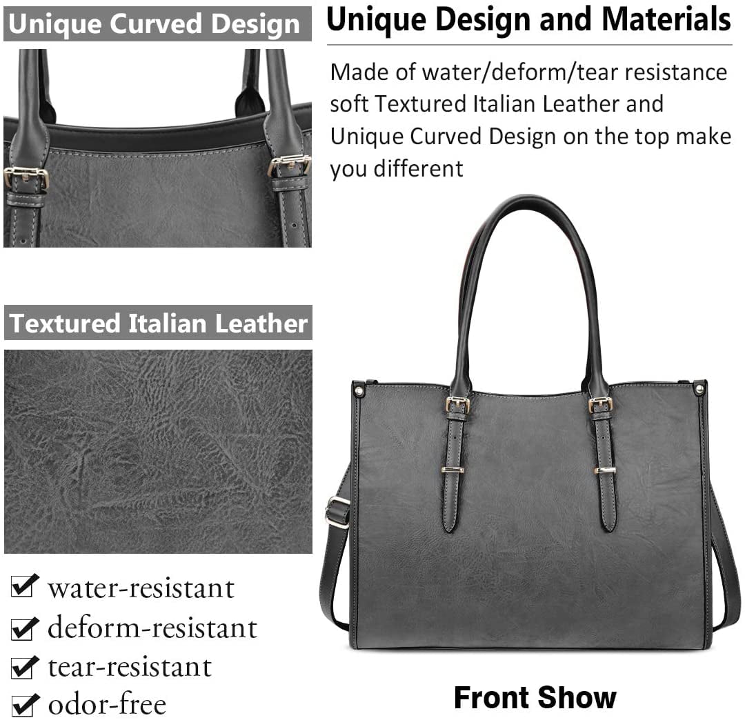  Laptop Bag for Women 15.6 Inch Tote Waterproof Leather Computer  Business Lightweight Office Briefcase Large Capacity Handbag Shoulder Black  : Electronics