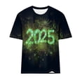 thumbnail image 2 of Camisetas Casuales de Mujer Año Nuevo Impreso Suéter de Manga Corta Cuello Redondo, Top de Moda para el Uso Diario, 2 of 4