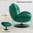thumbnail image 5 of ﻿ LUCKHAO  Swivel Velvet Accent Chair with Ottoman ,Comfy Single Leisure Chair with Metal Base & Footrest , 360 Swiveling Armchair , Reading Chairs, 5 of 8