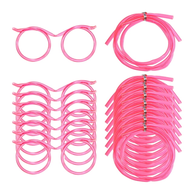 8 vasos de paja Unique Bargains color rojo rosa con pajitas redondas para anteojos
