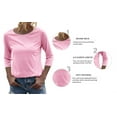 thumbnail image 4 of Langwyqu Solid Color Women 3/4 Sleeve Slim Fit Casual Shirt Tops, 4 of 5