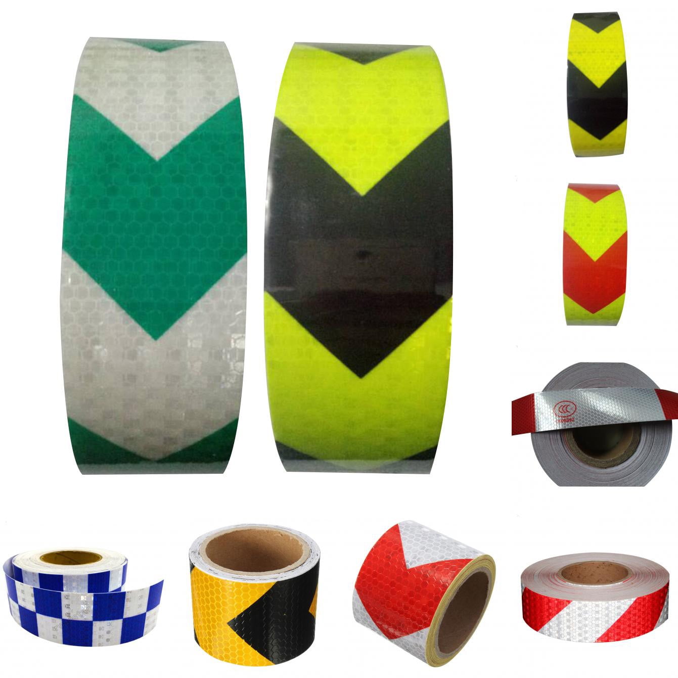 4 Pack 5cm x 3m Reflector Tape Self-Adhesive Sticker High Visibility for Vehicles Cars Trailers Bikes Helmets Reflective Safety Tape Orange White Yellow Green
