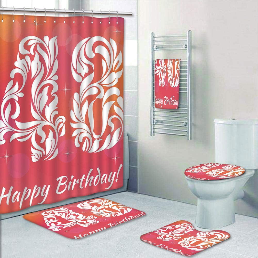 PRTAU 48th Birthday Retro Victorian Typography with Swirl Numbers Red