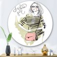 thumbnail image 1 of Designart - Trendy Fashion Girl - Shabby Chic Metal Circle Wall Art, 1 of 5