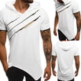 thumbnail image 3 of Men Causal Short Sleeve Ripped Irregular Hem Slim Blouse T-shirt Fitness Hoodie, 3 of 7