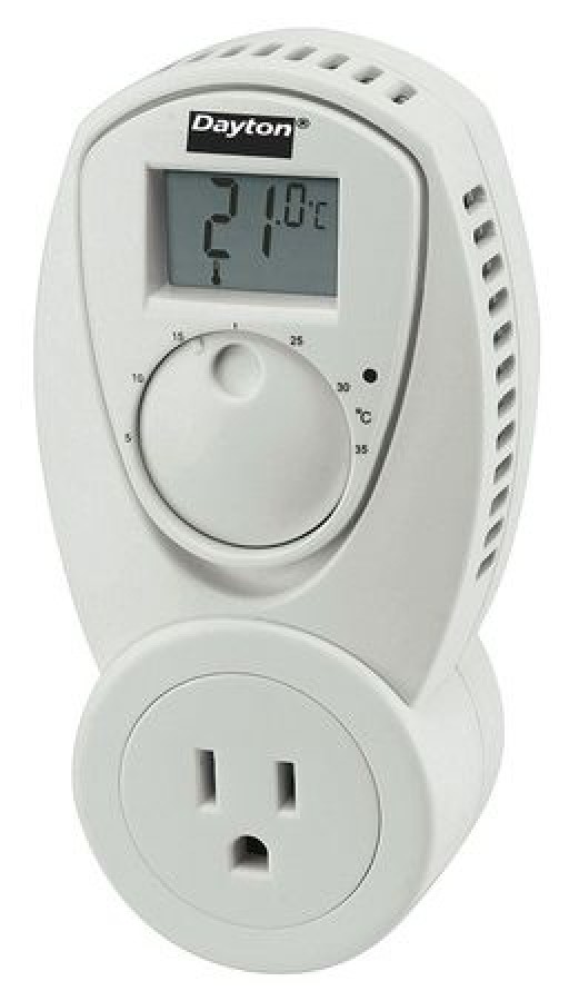 DAYTON 15F626 Portable Heating Thermostat, Open on Rise, 5 Degrees to