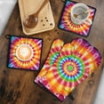 thumbnail image 5 of Colorful Tie Dye Spiral Mandala Kitchen Oven Mitt and Pot Holder Sets 2 Pcs for Baking, Cooking and Grilling, Heat Resistant Up To 392 °F, 5 of 7
