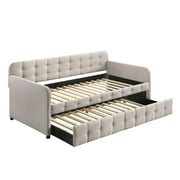 HMD Fulham Upholstered Twin Daybed with Trundle, Beige