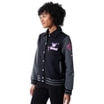 thumbnail image 3 of Sanrio Kuromi Varsity Jacket Women's Embroidered Patch Button Up, 3 of 5