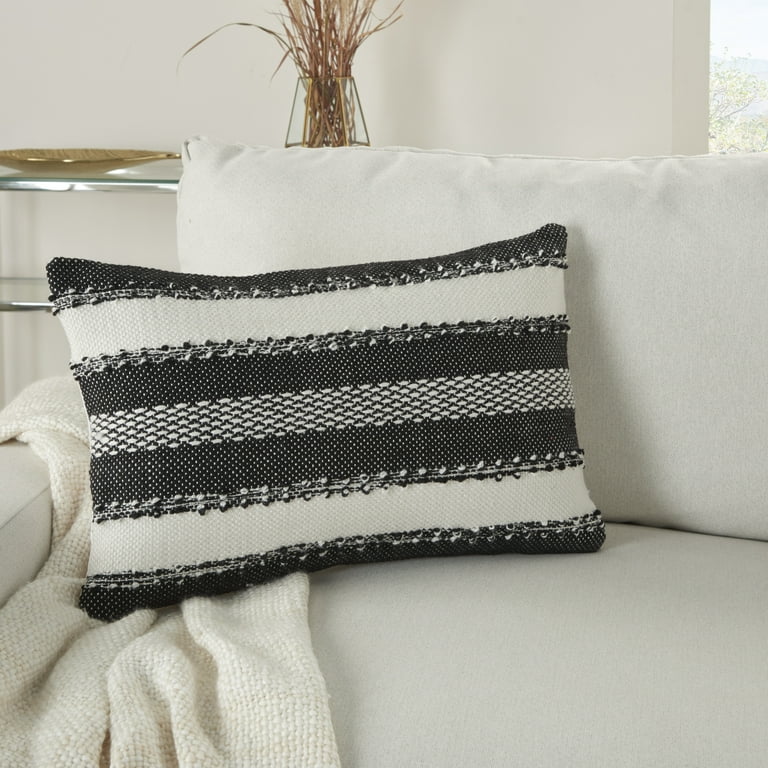 Ivory Textured Dots And Stripes Throw Pillow Ivory Textured Dots And Stripes Throw Pillow