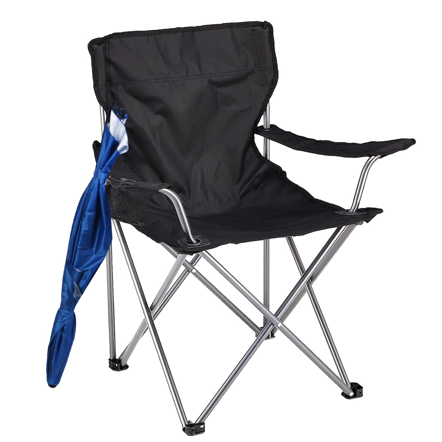 iMounTEK 220.5lbs Load Foldable Beach Chair with Detachable Umbrella Armrest Adjustable Canopy