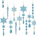 thumbnail image 1 of Bewildely 18 Uds. De adornos de cristal deslumbrantes acrílicos y guirnaldas de carámbanos para impresionantes adornos de carámbanos de árbol Kits de decoración para fiestas azul, 1 of 6