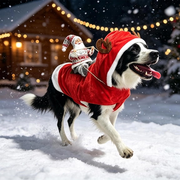 Santa Dog Costume, Dog Christmas Outfit, Santa Rider Costume, Pet Cosplay Costumes, Cotton-Polyester Fabric, Santa Rider Look, Photos(S)