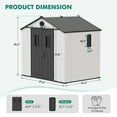 thumbnail image 3 of INTER HUT 8 x 6 FT Resin Outdoor Storage Shed, Large Waterproof Resin Outdoor Sheds with Lockable Doors and Windows, White/Gray, 3 of 9