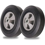 (2-Pack) AR-PRO 10" x 2.5" Flat Free Solid Rubber Tires and Wheel - 10 inch Solid Wheels with 5/8" Axles and 2.25 Offset Hub - Replacement Wheels for Hand Trucks Dolly and Wheelbarrows