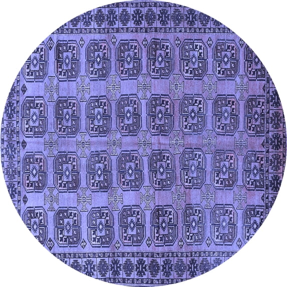 Ahgly Company Machine Washable Indoor Round Southwestern Blue Country Area Rugs, 5' Round
