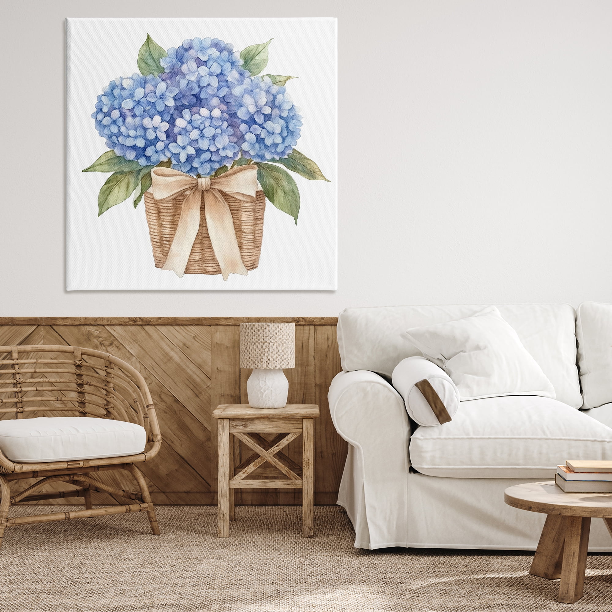 Stupell Industries Blue Hydrangea Picnic Basket Canvas Wall Art, design by Petal Prints Design