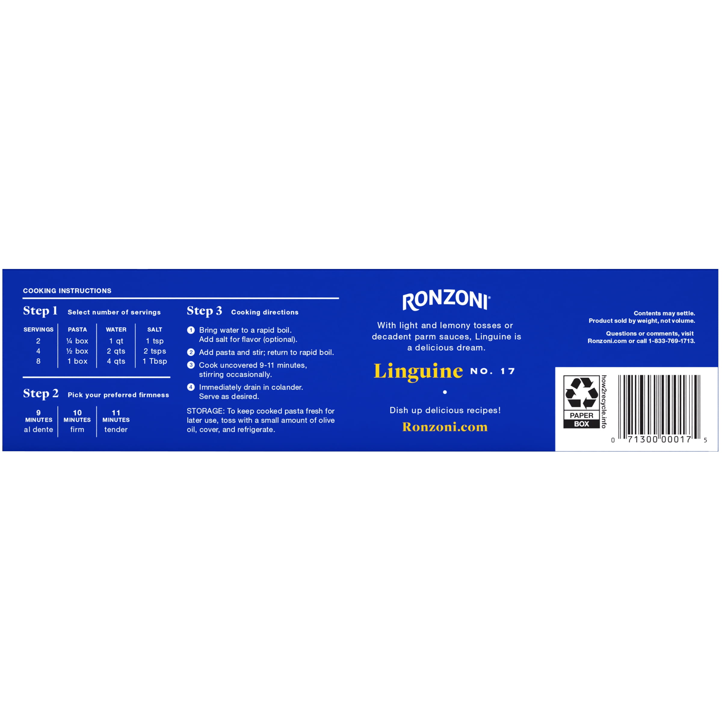 (4 pack) Ronzoni Linguine, 16 oz, Non-GMO Long Pasta for a Variety of Dishes, (Shelf Stable) Box