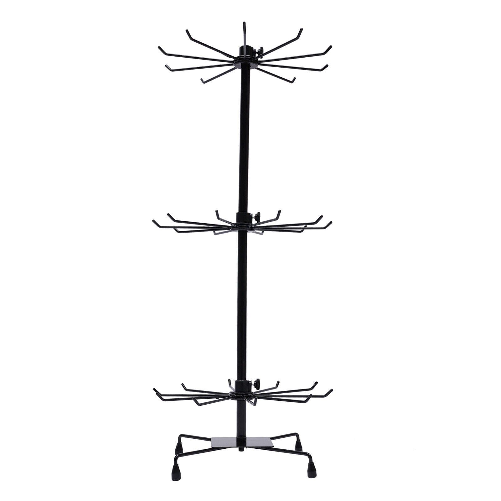 Fichiouy 3 Tier Rotating Jewelry Stand Display Organizer Necklace Ring Earring Holder Show Rack 10 Hook Black