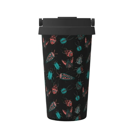 

Logiee Colorful Insect Print Stainless Steel Coffee Tumbler Travel Coffee Mug Insulated Coffee Mug with Lid Spill Proof Coffee Cup Portable Thermal Mug