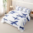thumbnail image 3 of Erosebridal Simple Blue Aircraft Twin Quilt Set for Boys Men, Airplane Outline Print Twin Coverlet Set, 2 Pieces, 3 of 7