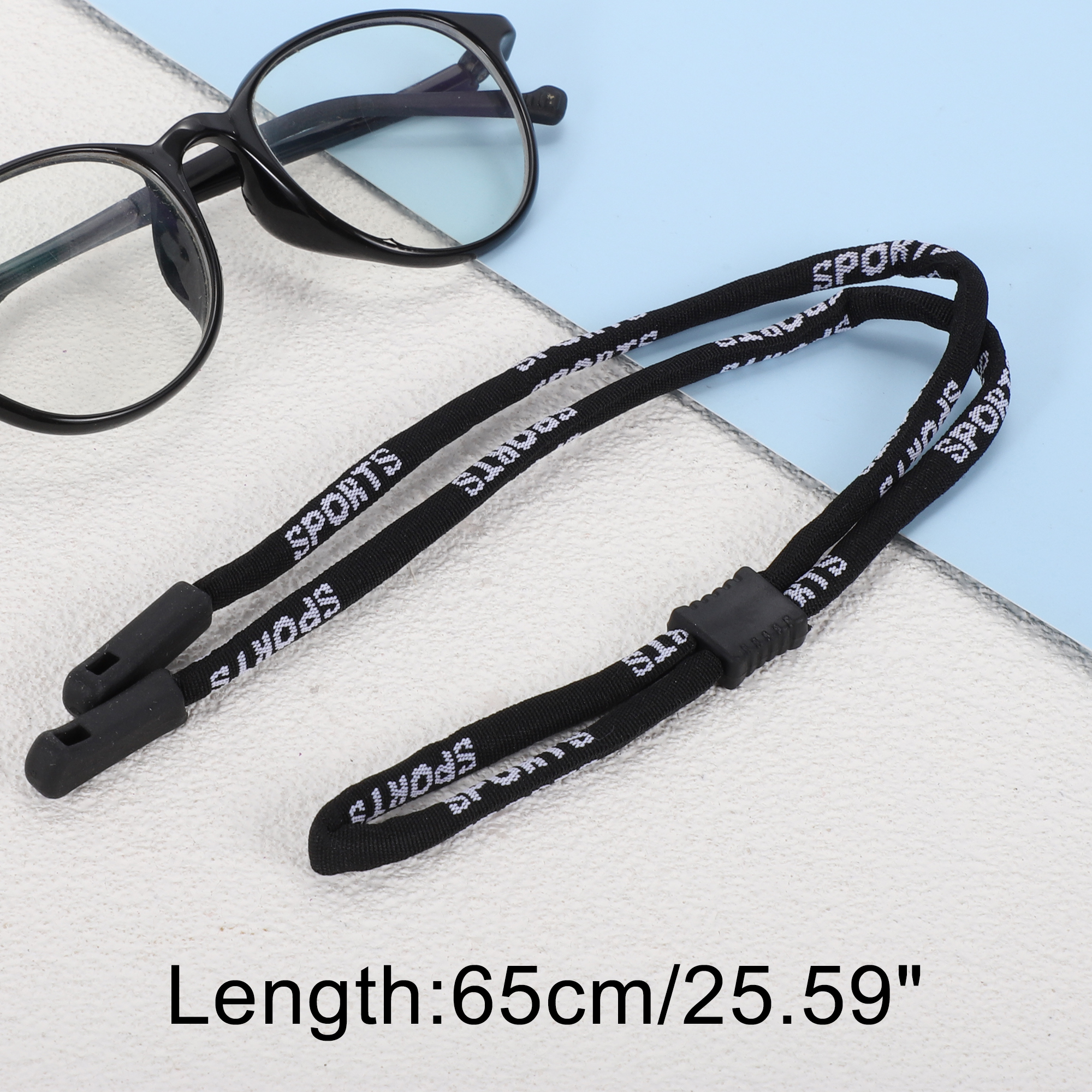 Unique Bargains Adjustable Pattern Glasses Cord Lanyard 25.59" 1 Pc Black