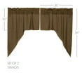 thumbnail image 2 of Tea Cabin Rustic 36"x36"x16" Green Plaid Swag Pair Rod Pocket Cotton Kitchen Window Curtains, 2 of 5