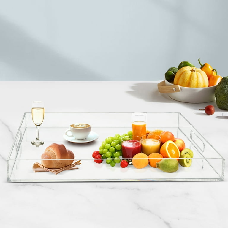 Acrylic Tray Tea And Coffee Table Tray Breakfast Tray Clear Acrylic Serving  Tray With Handles Home