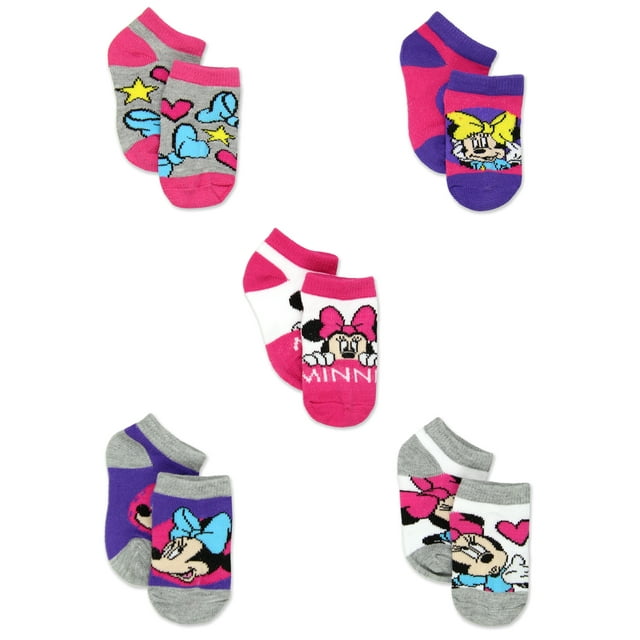Minnie Mouse Girls Toddler 5 Pack No Show Socks 43MW479