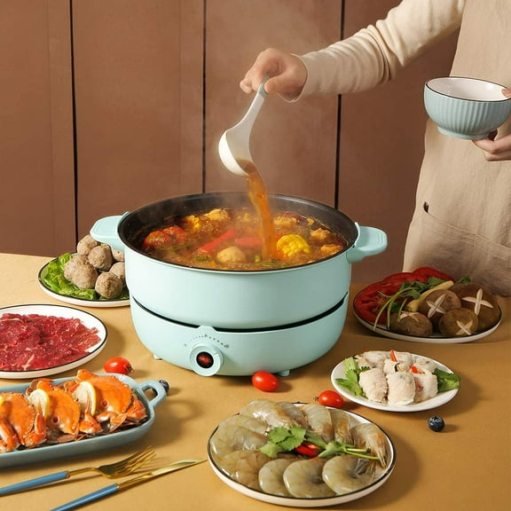 Electric Hot Pot with , 5.3QT Non-Stick Shabu Shabu Pot for Home Cooking and Family Parties