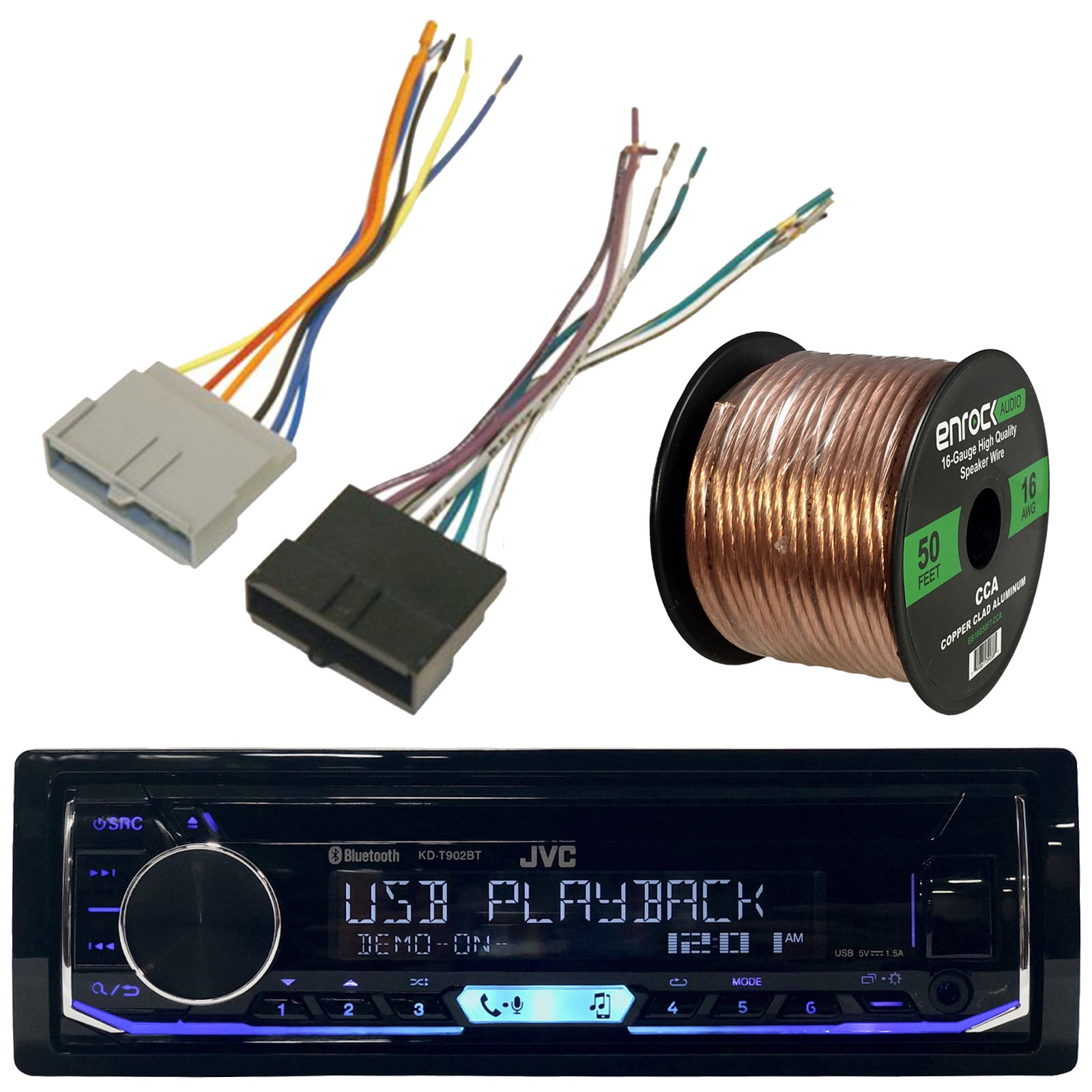 JVC Single DIN Bluetooth USB/AUX AM/FM Radio Stereo CD Player Car